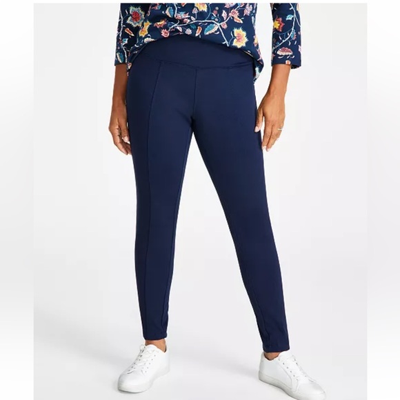Style & Co Ponté-Knit Mid-Rise Pants, Petite Sm Short Macy's Industrial Blue NWT - Picture 1 of 9